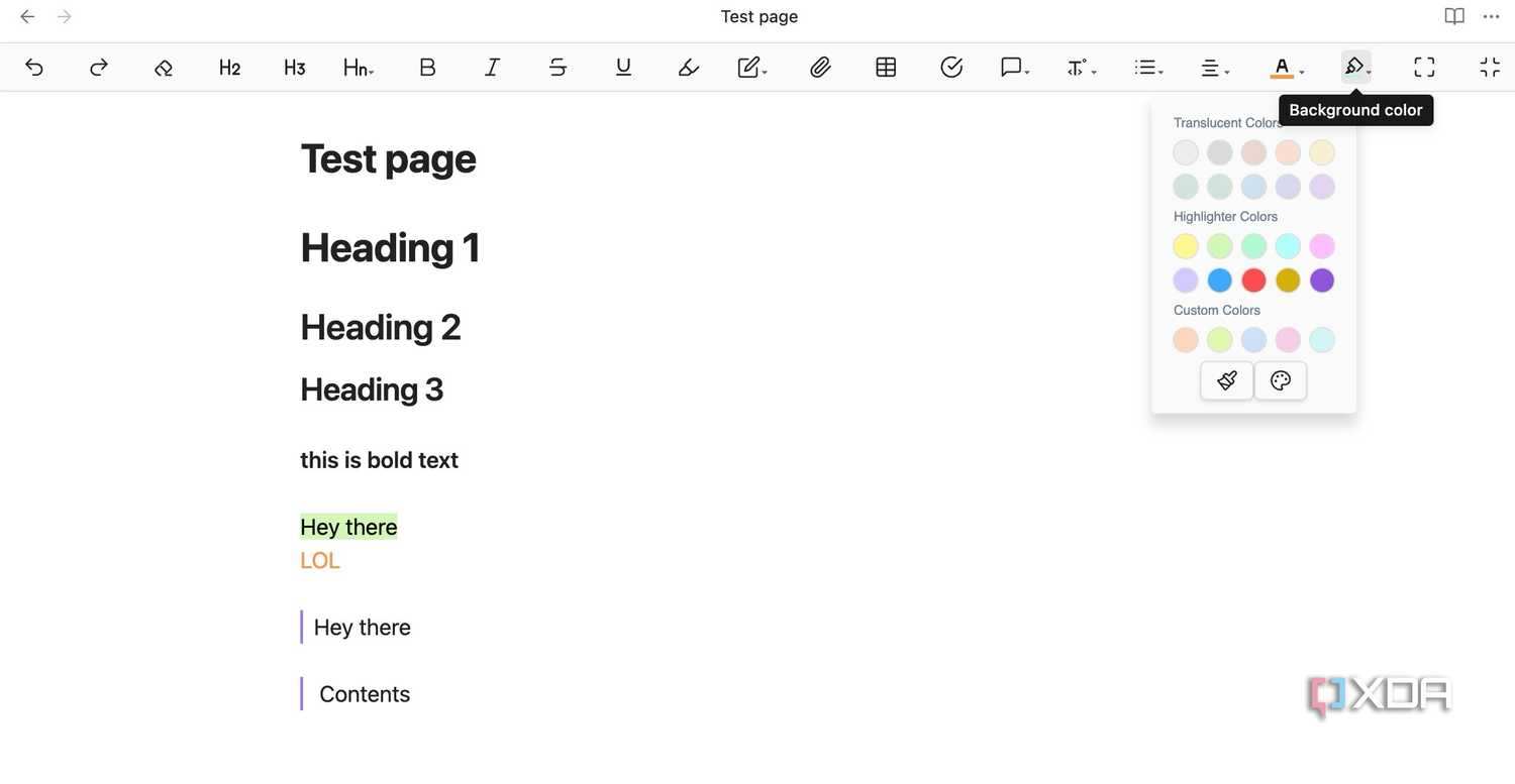 Editing toolbar in Obsidian