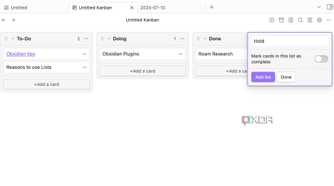 add lists in Obsidian