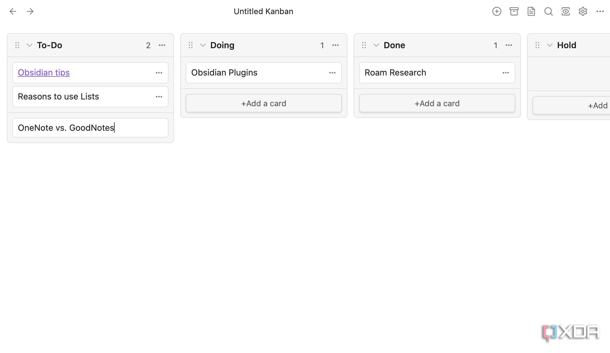 create cards in Obsidian