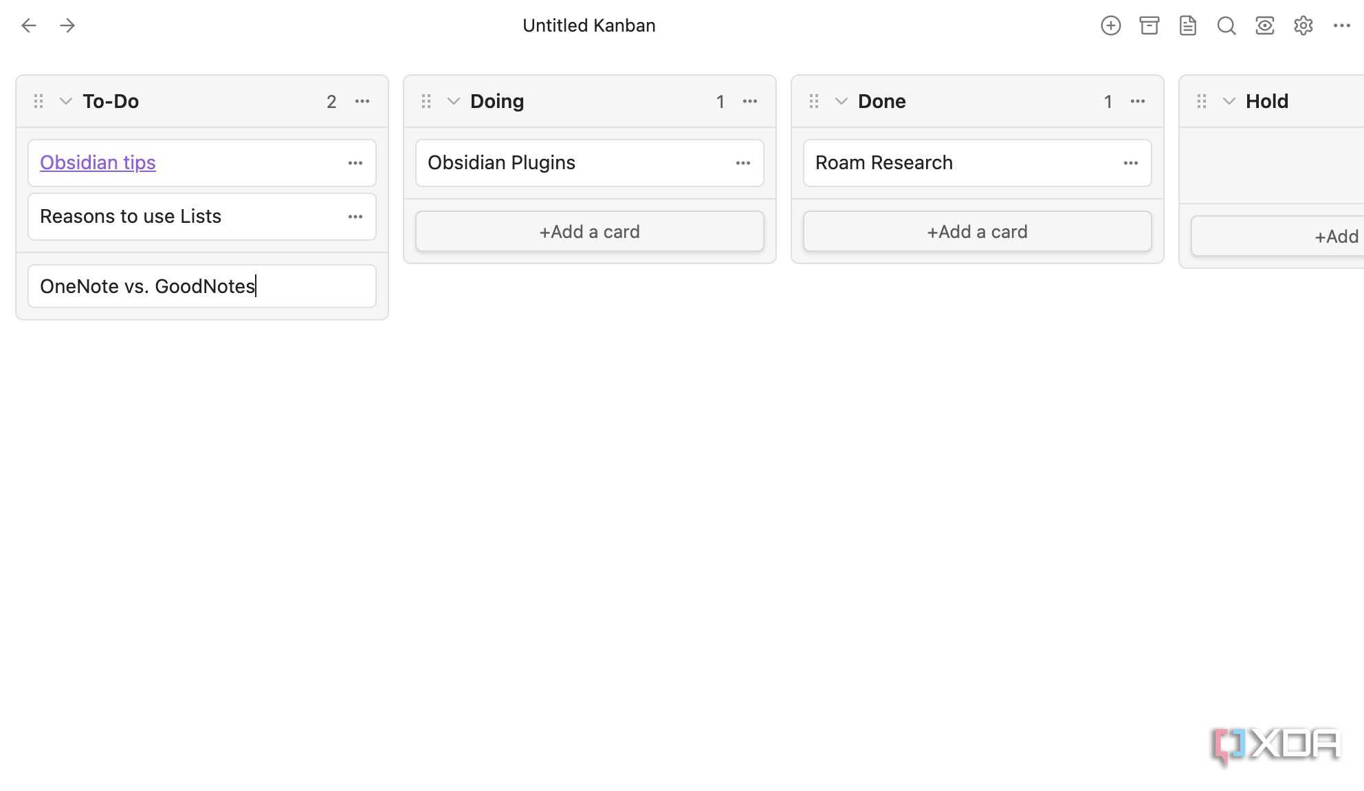 create cards in Obsidian