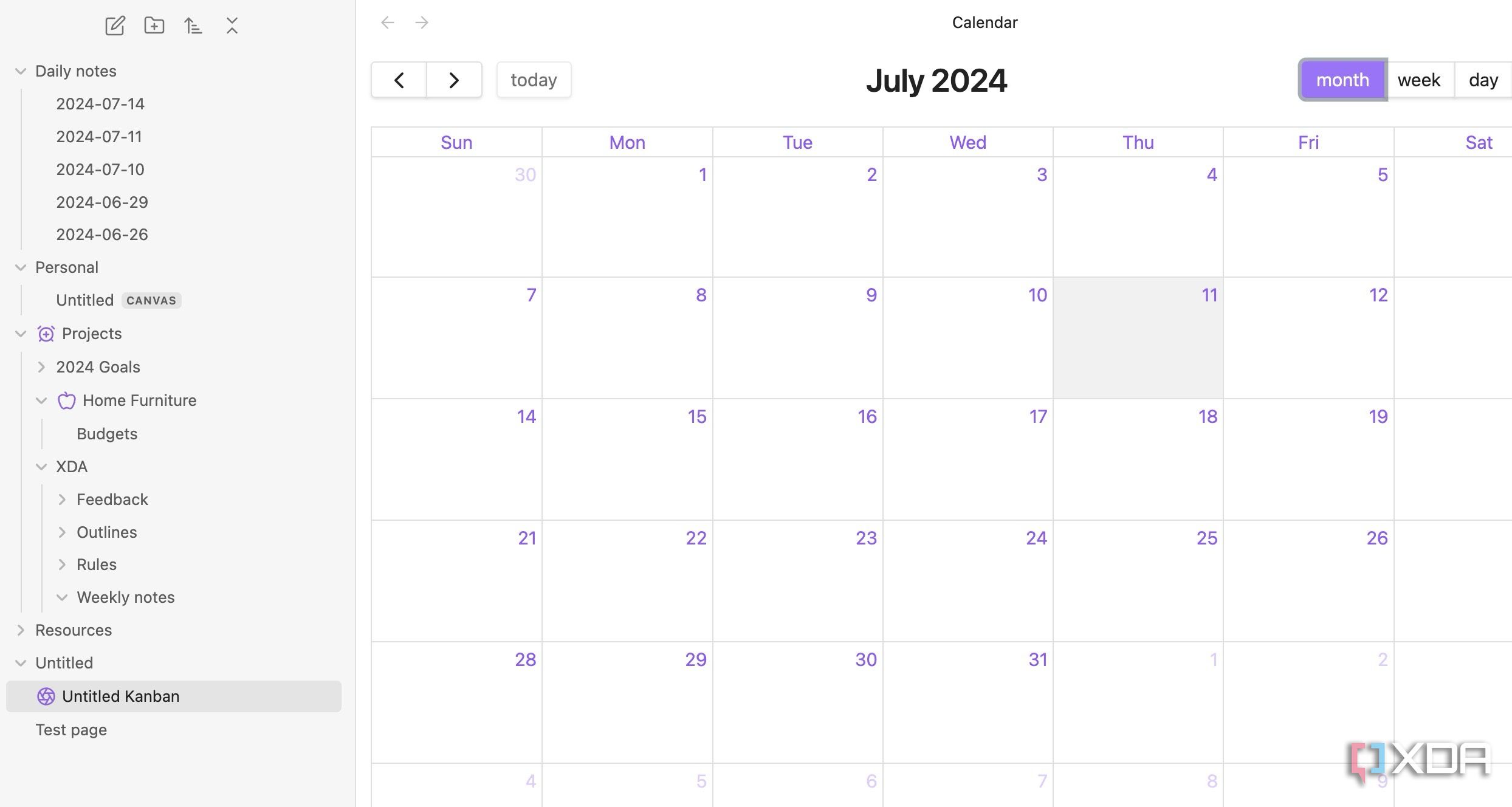 Enable calendar Obsidian
