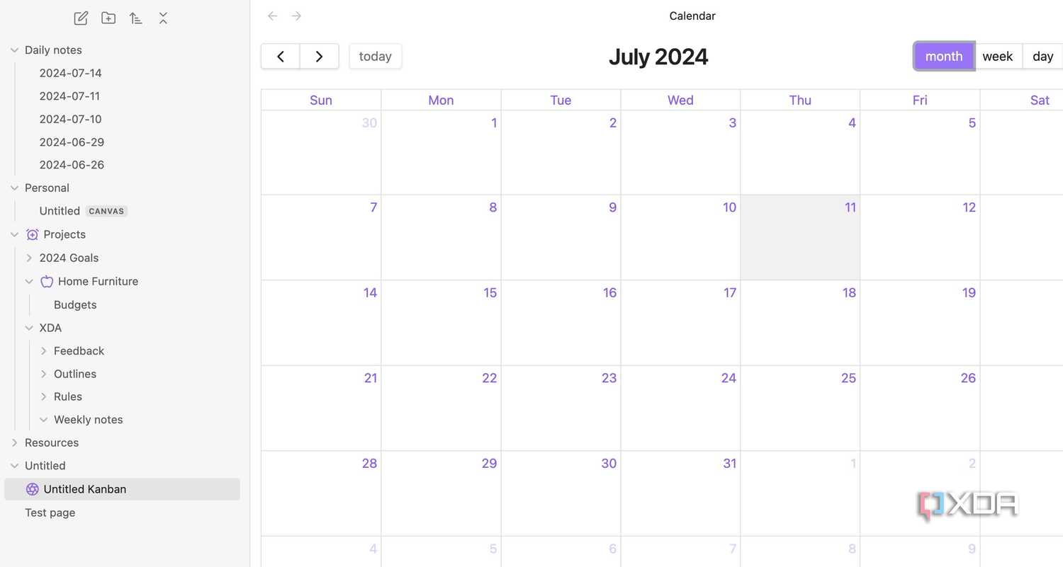 Enable calendar Obsidian