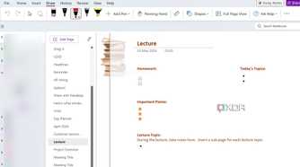 A screenshot showing OneNote meeting details