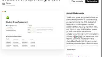 A screenshot showing Notion template