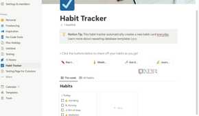 A screenshot showing Notion habit tracker