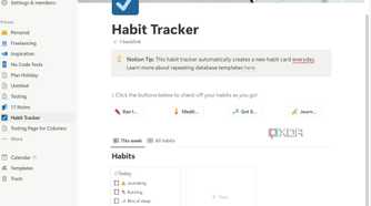 A screenshot showing Notion habit tracker