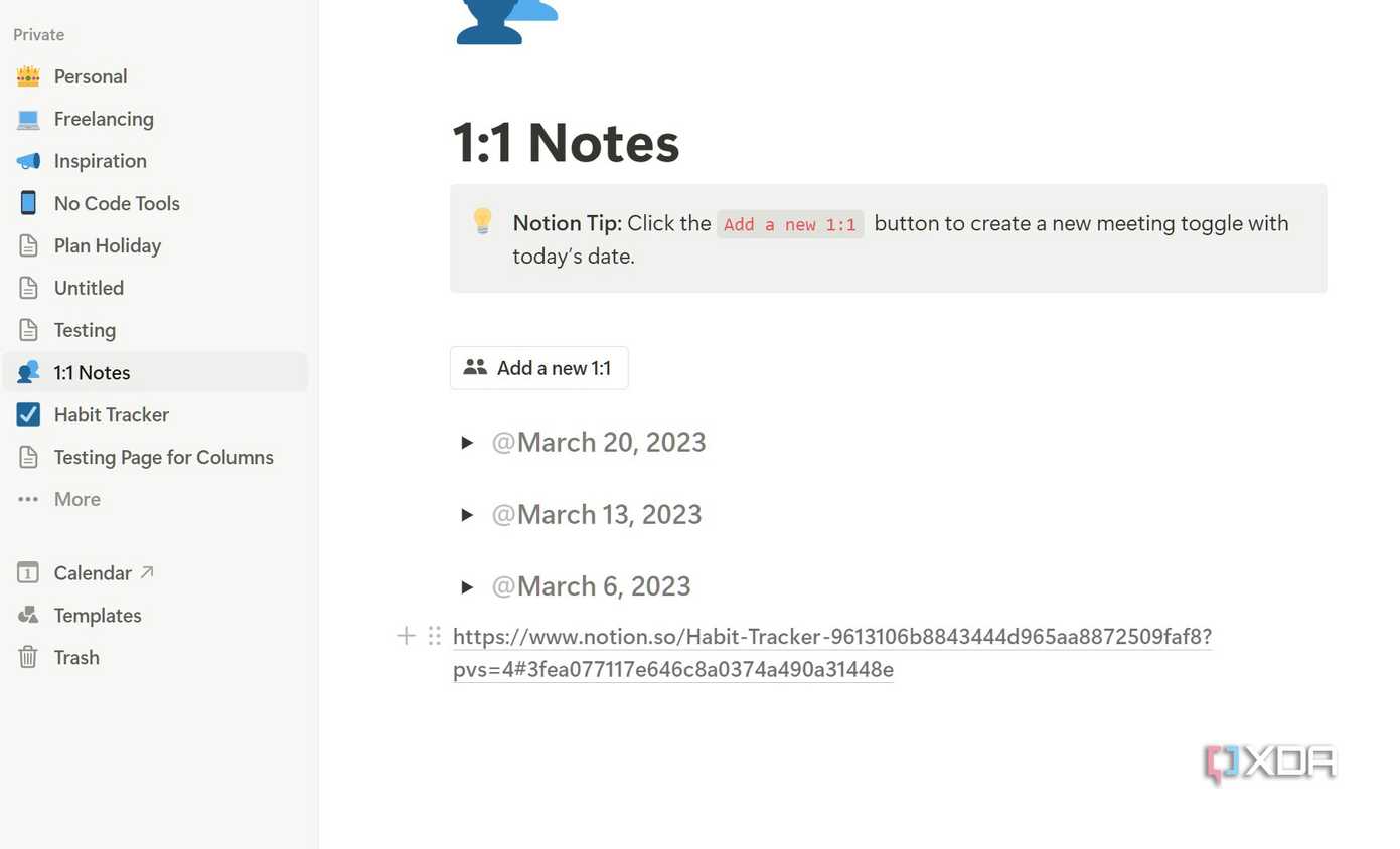 A screenshot showing Notion notes