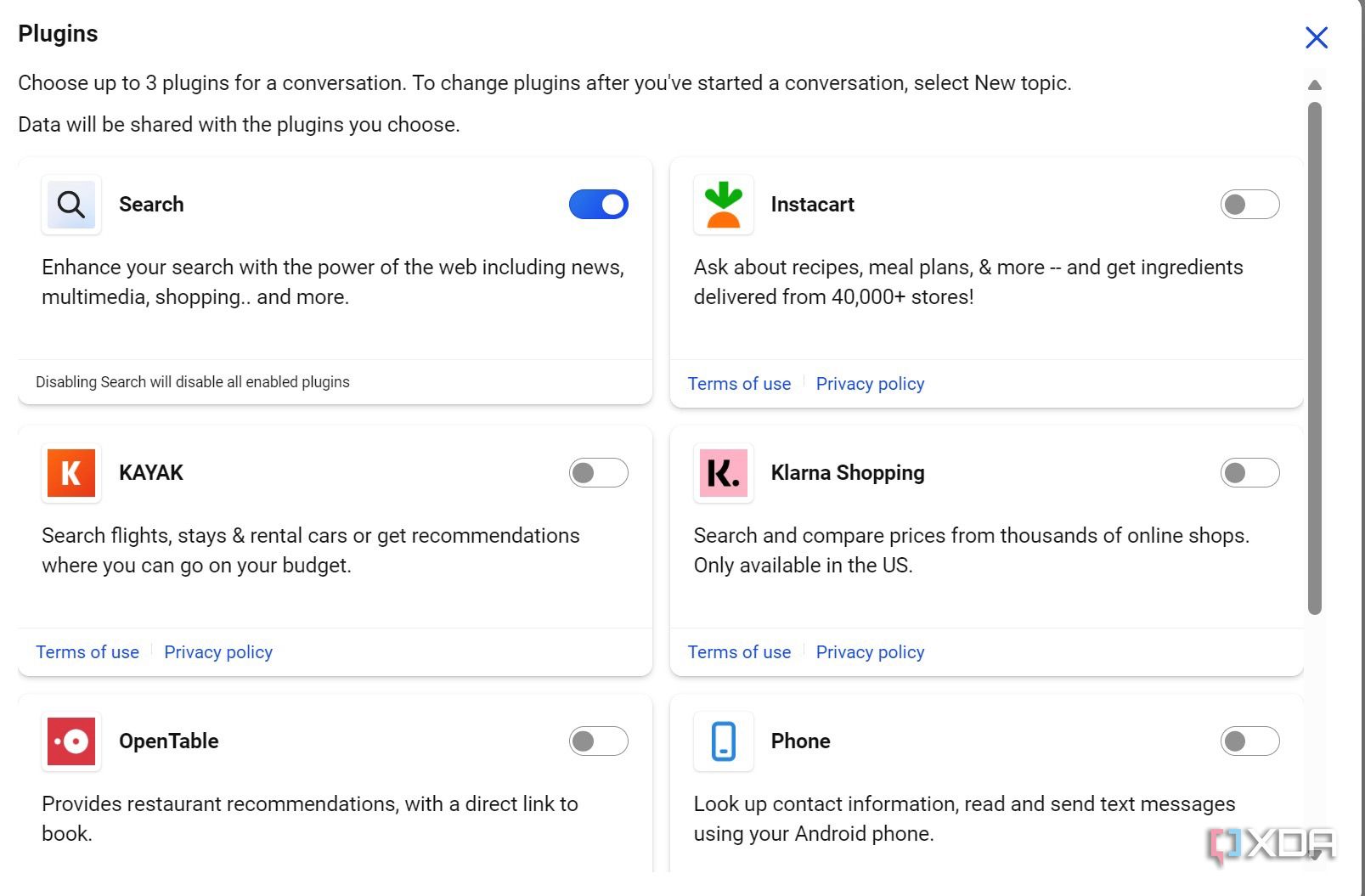 A screenshot showing Copilot plugins