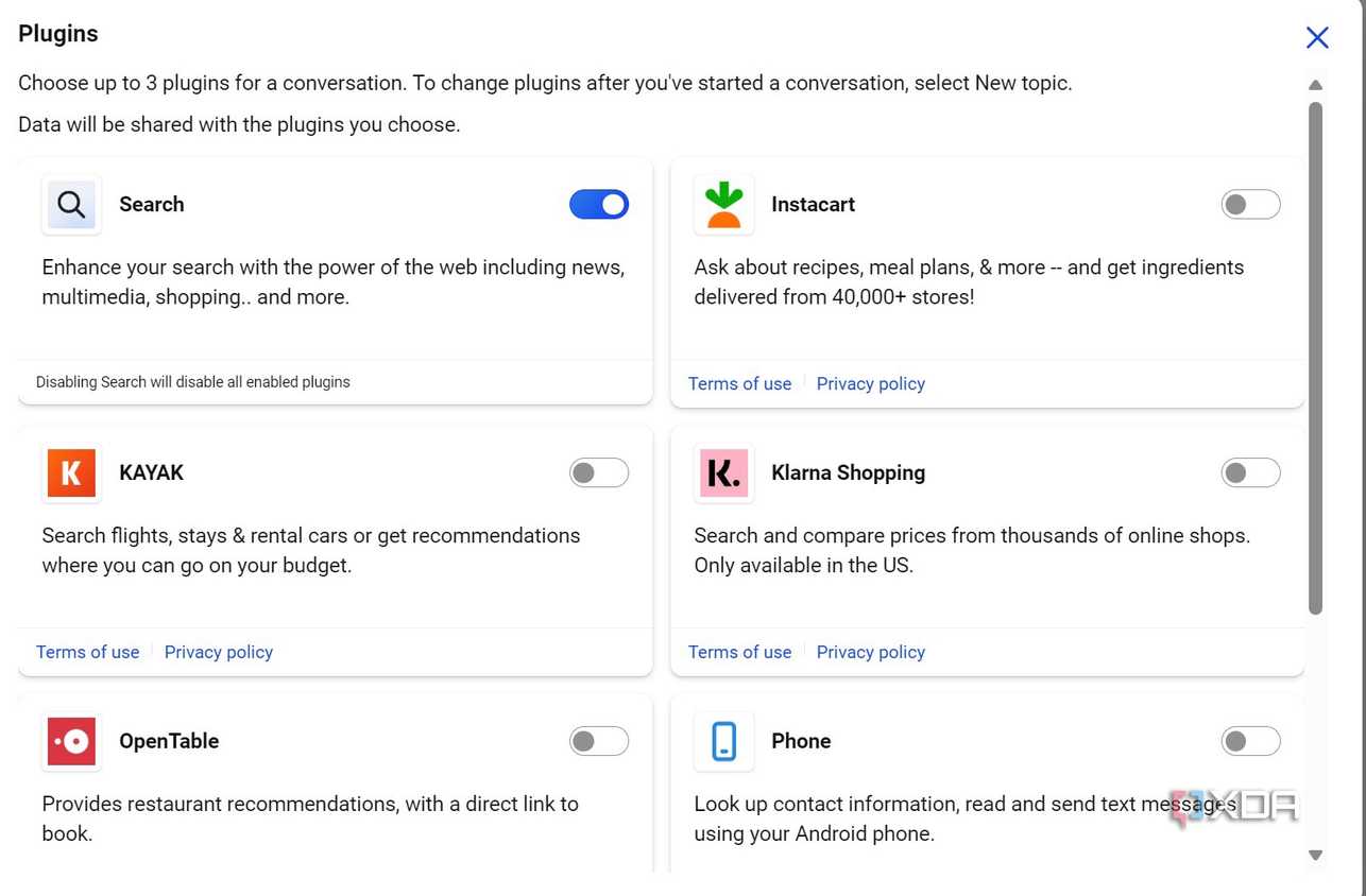 A screenshot showing Copilot plugins