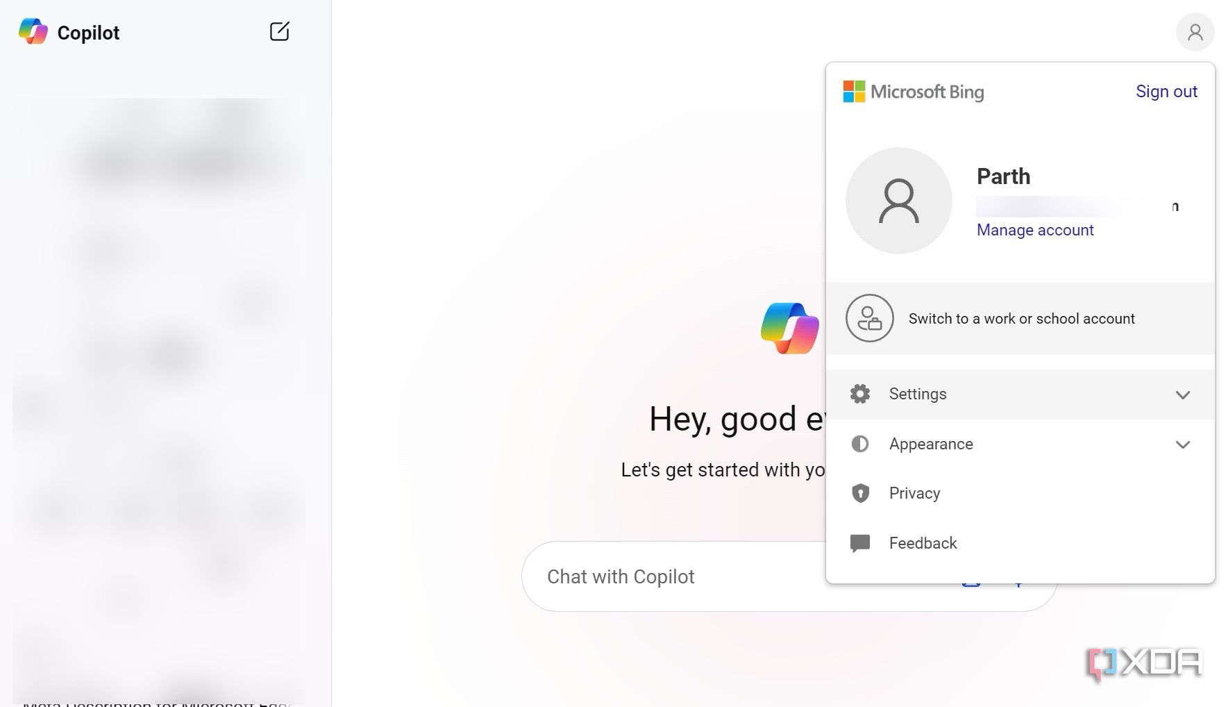 A screenshot showing Copilot settings