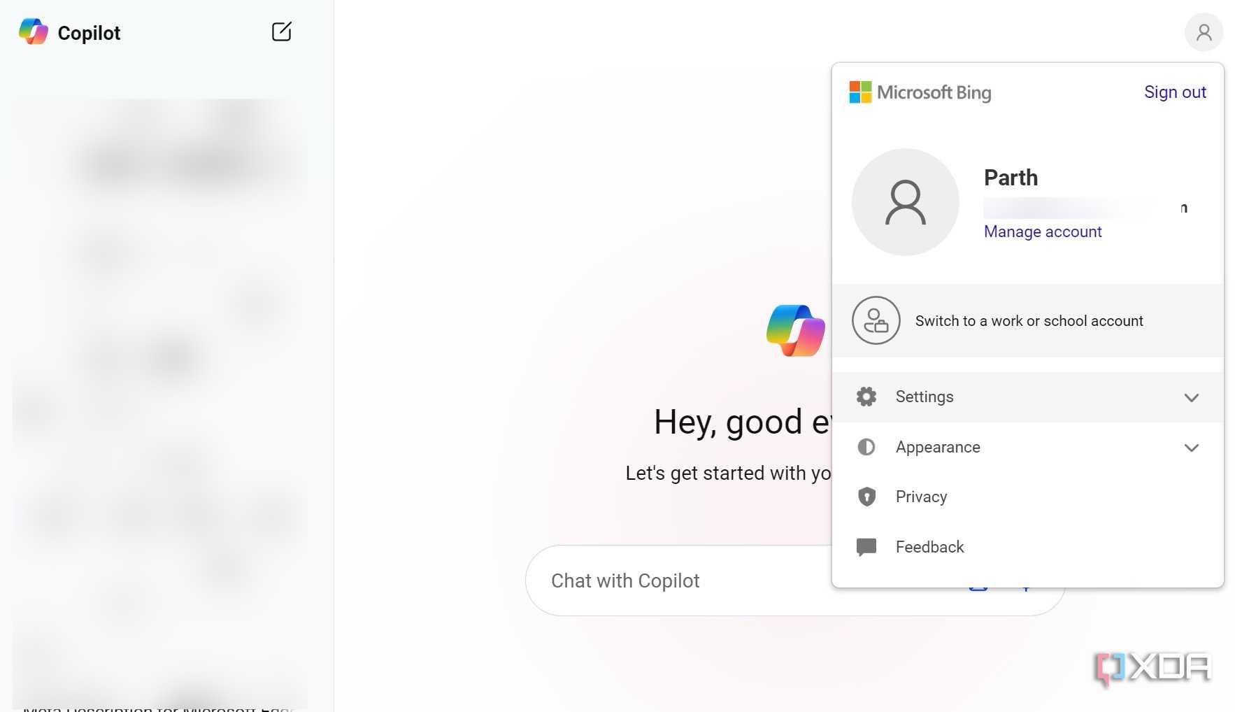 A screenshot showing Copilot settings