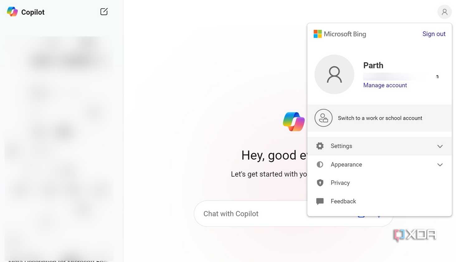 A screenshot showing Copilot settings