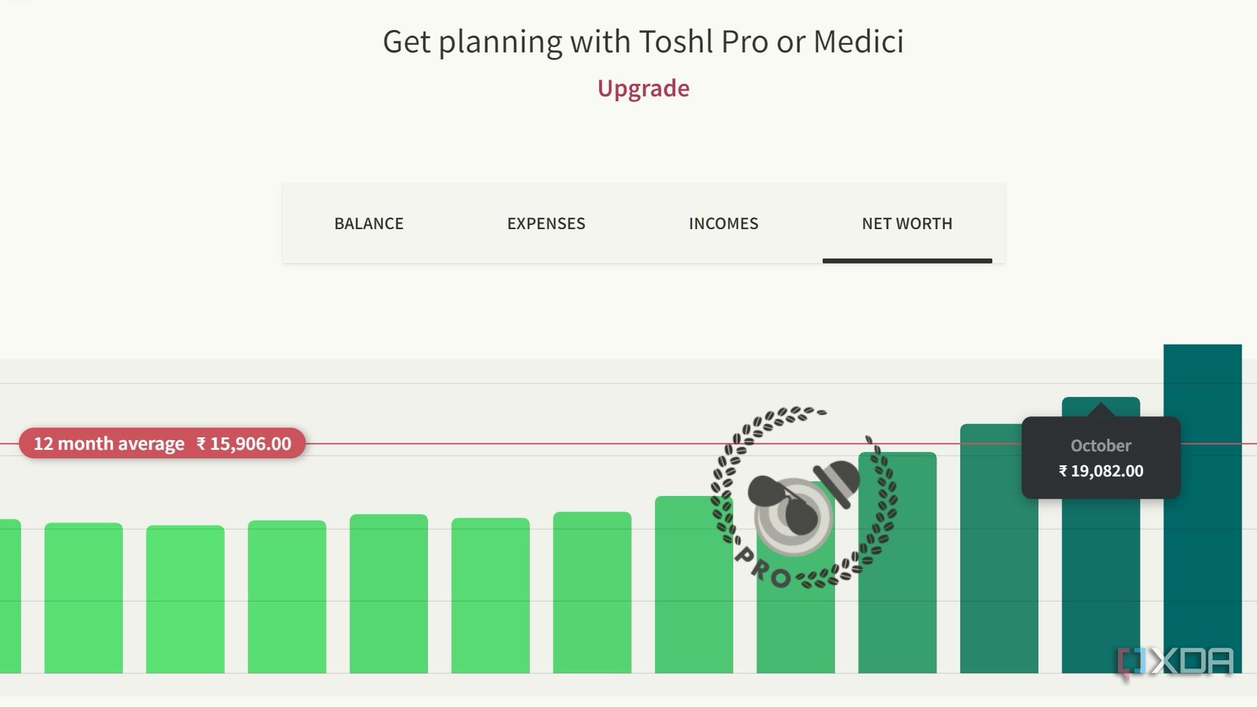 A screenshot showing Toshl income
