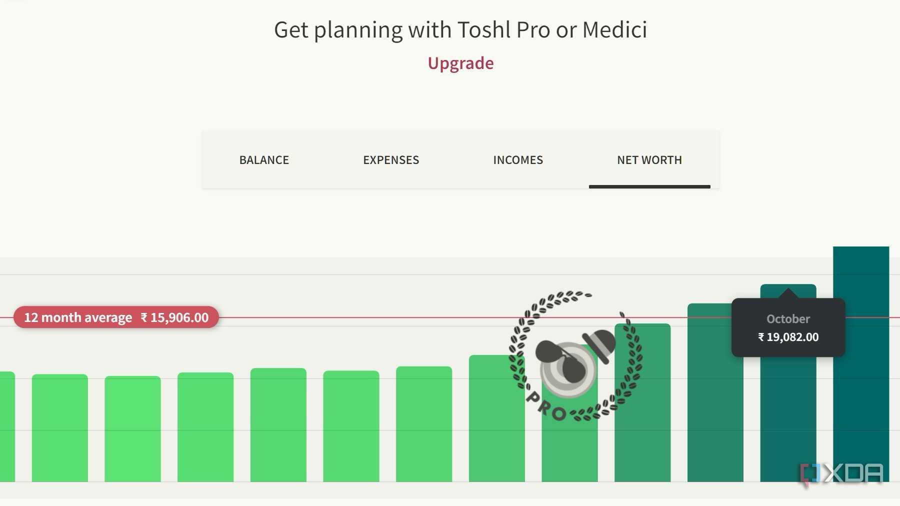A screenshot showing Toshl income
