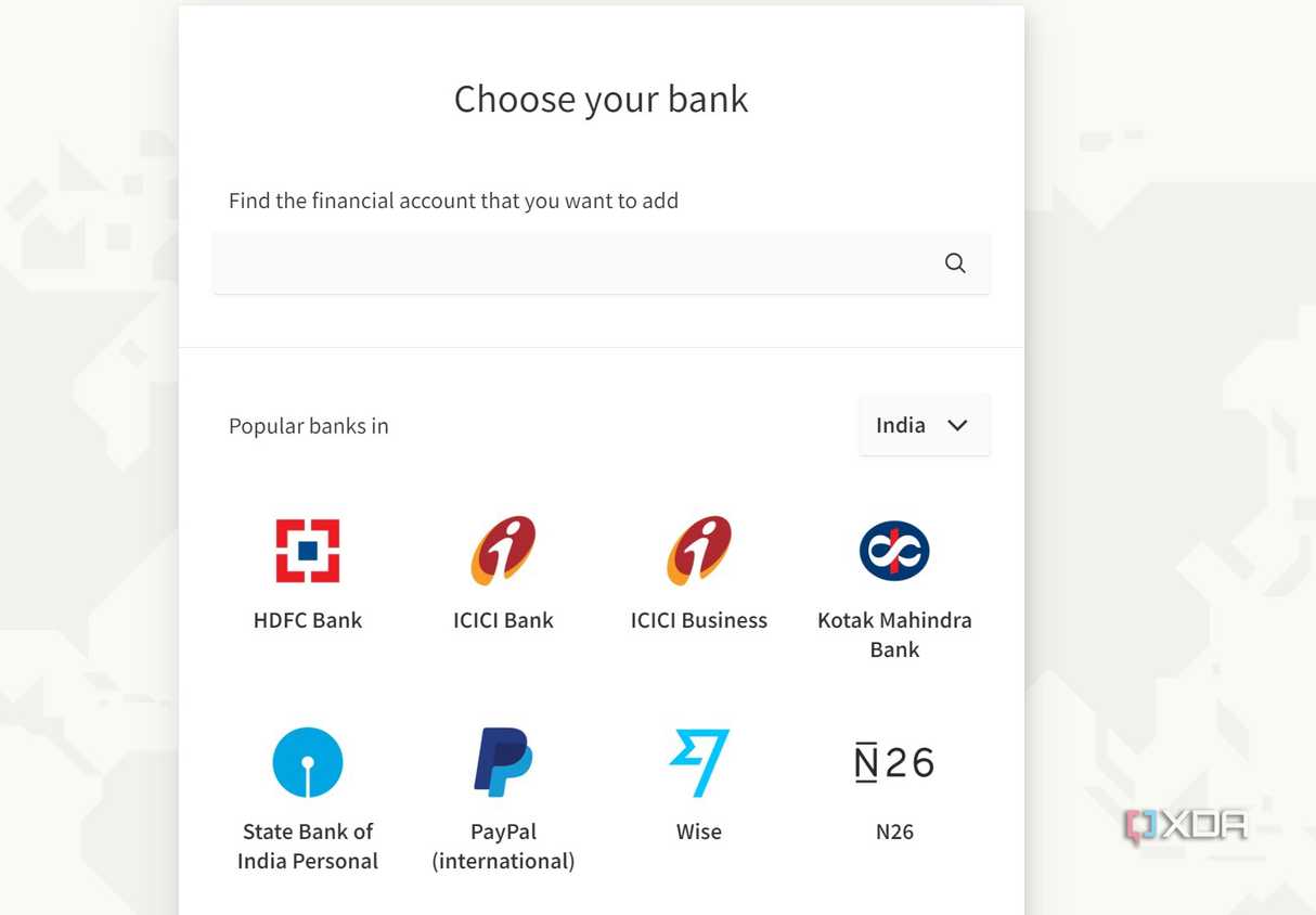 A screenshot showing Toshl bank
