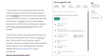 A screenshot showing Grammarly editor