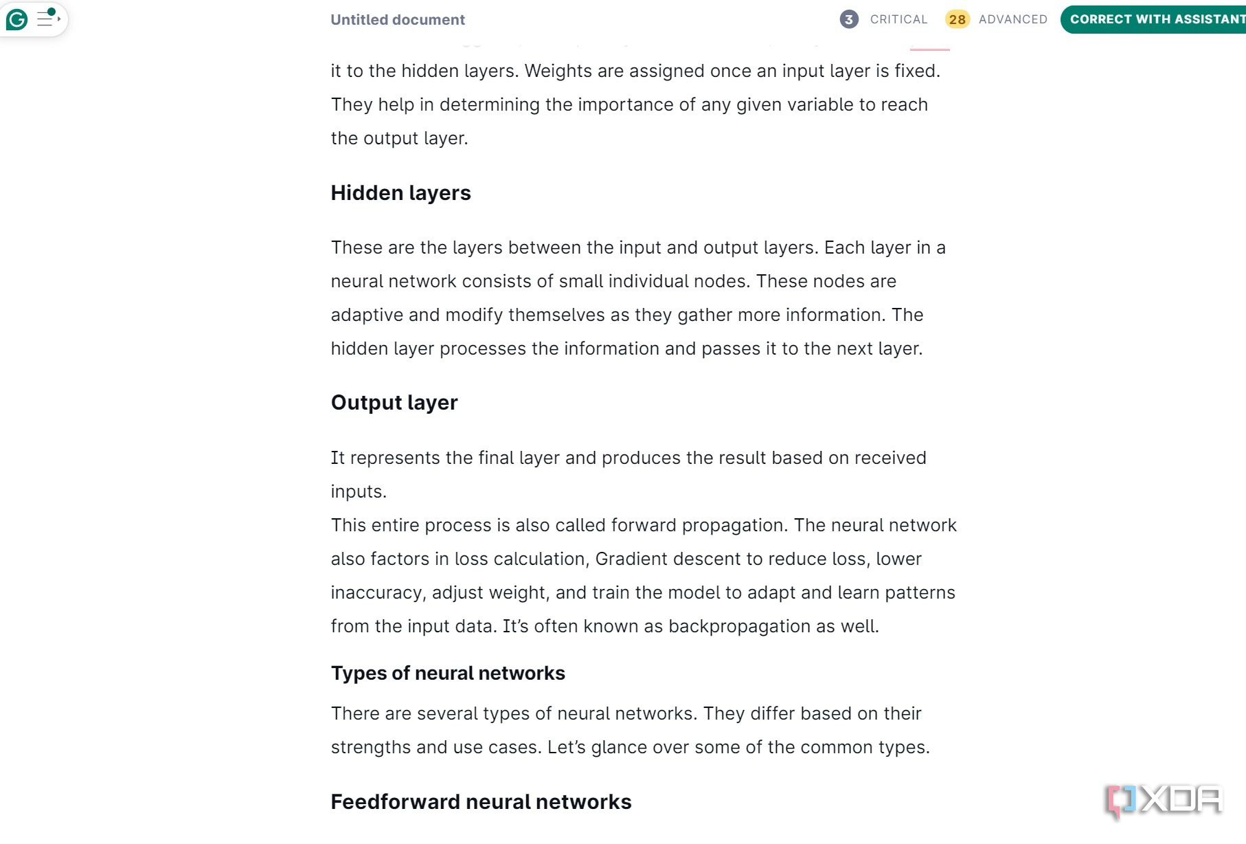 A screenshot showing grammarly page