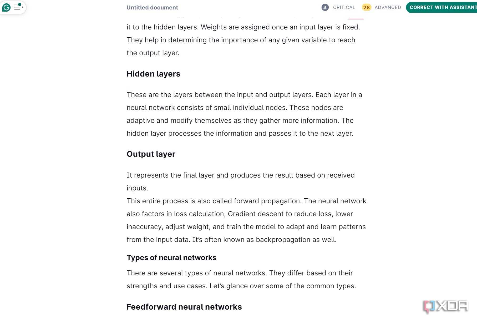 A screenshot showing grammarly page
