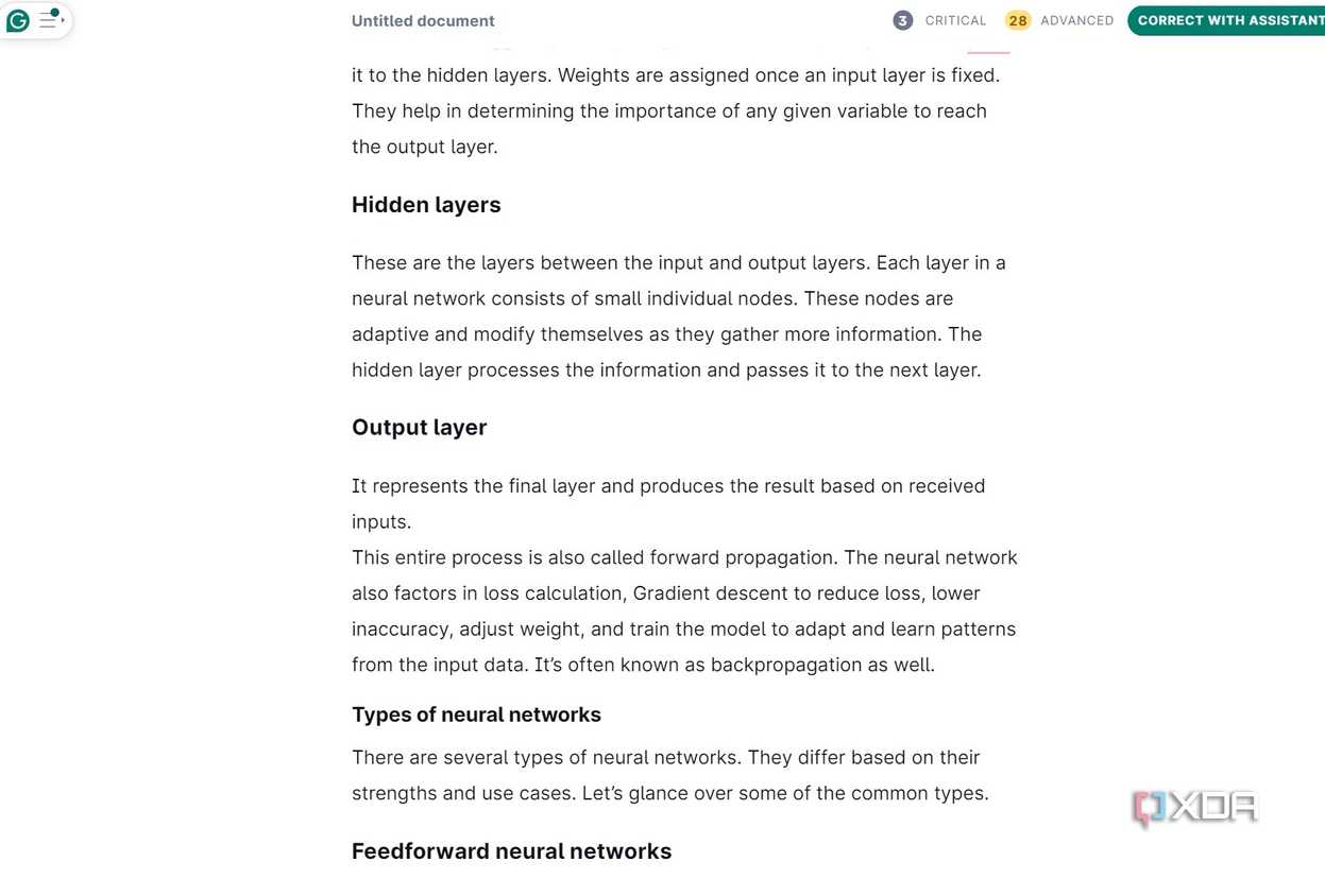 A screenshot showing grammarly page