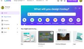 A screenshot showing Canva home