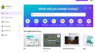 A screenshot showing Canva home