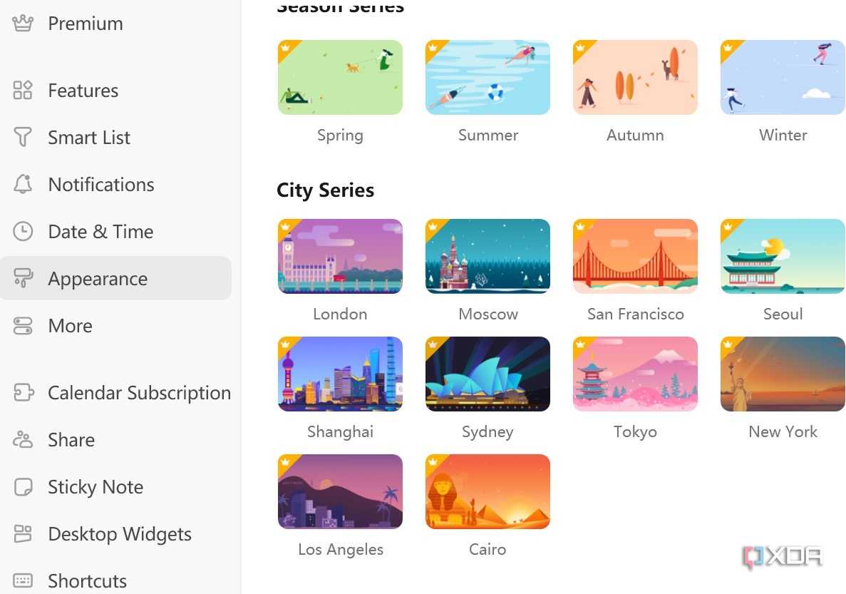 A screenshot showing TickTick theme