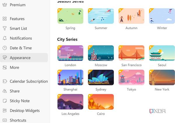 A screenshot showing TickTick theme