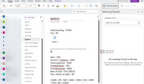 A screenshot showing OneNote meeting details