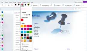 A screenshot showing OneNote inking tools