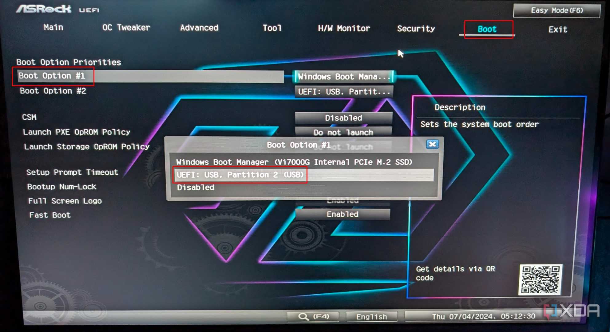 image showing the boot from usb option in bios