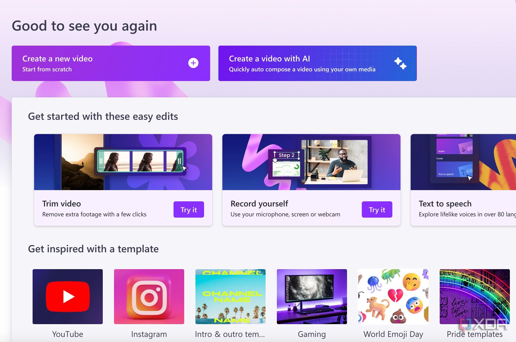 Clipchamp create video with AI