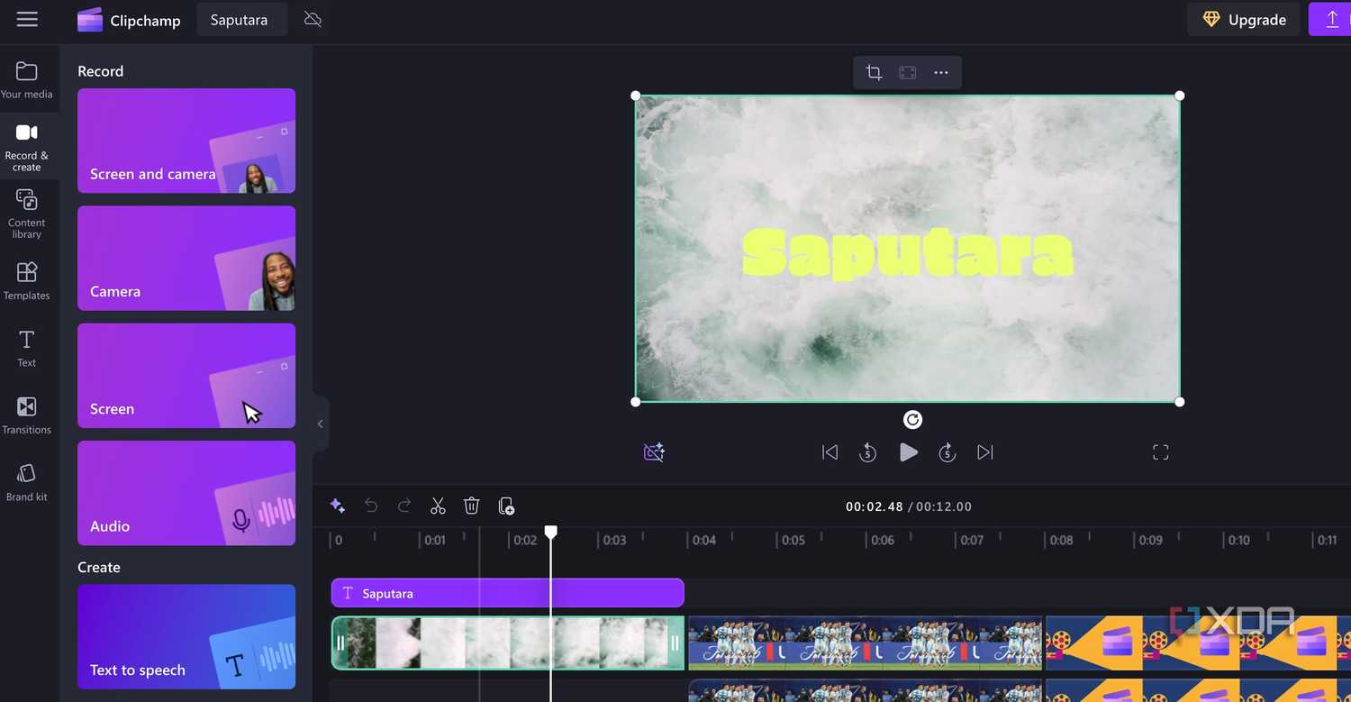 Clipchamp recording options