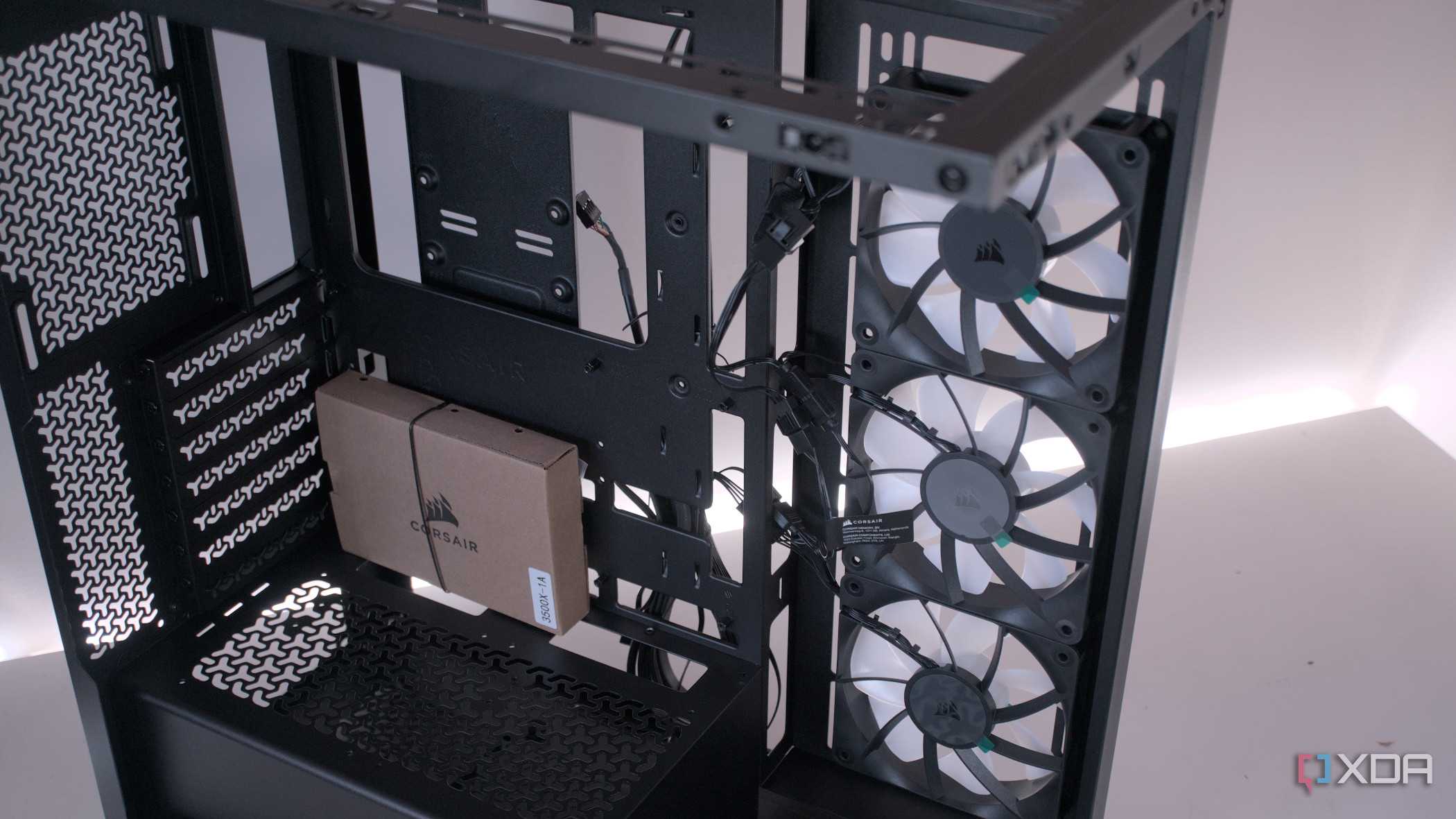 Inside the Corsair 3500X ARGB before installing anything