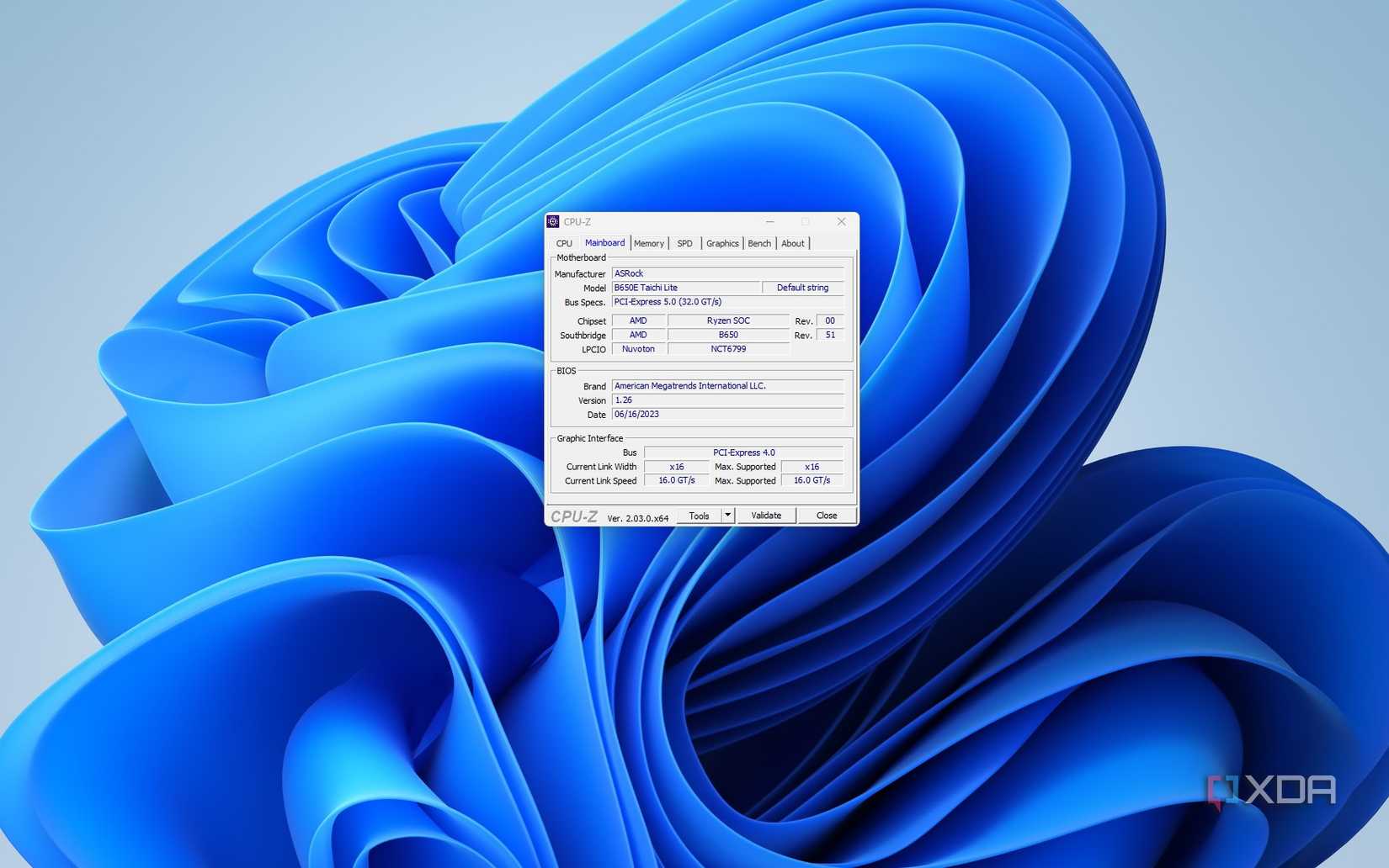 Image showing the cpu-z mainboard tab