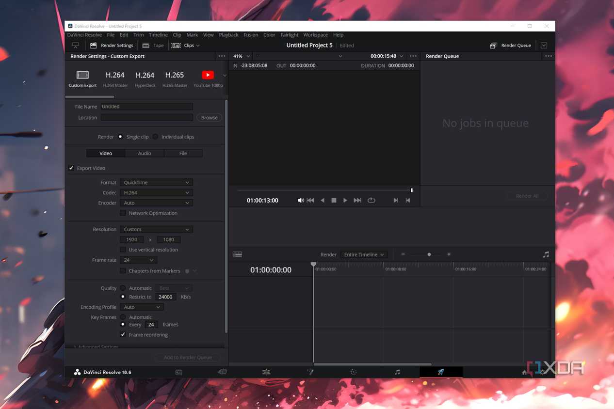 The Da Vinci Resolve dashboard