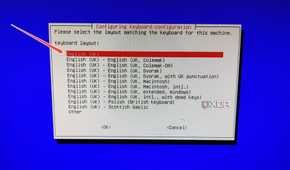 Picking the Keyboard configuration in the DietPi installation wizard