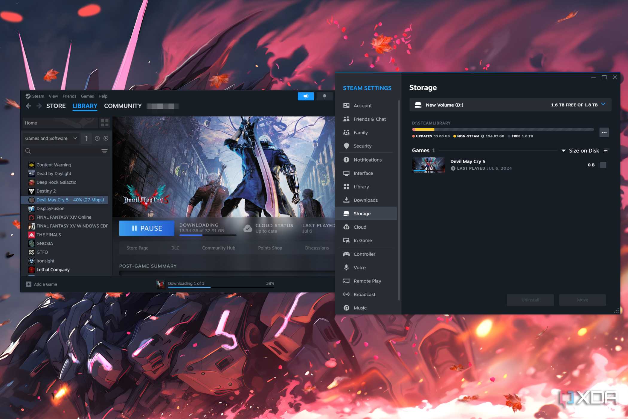 Downloading Devil May Cry 5 on Steam