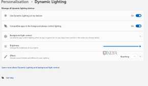 Image showing the main tab of Windows dynamic lighting settings