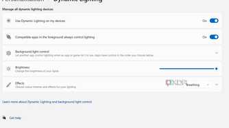 Image showing the main tab of Windows dynamic lighting settings