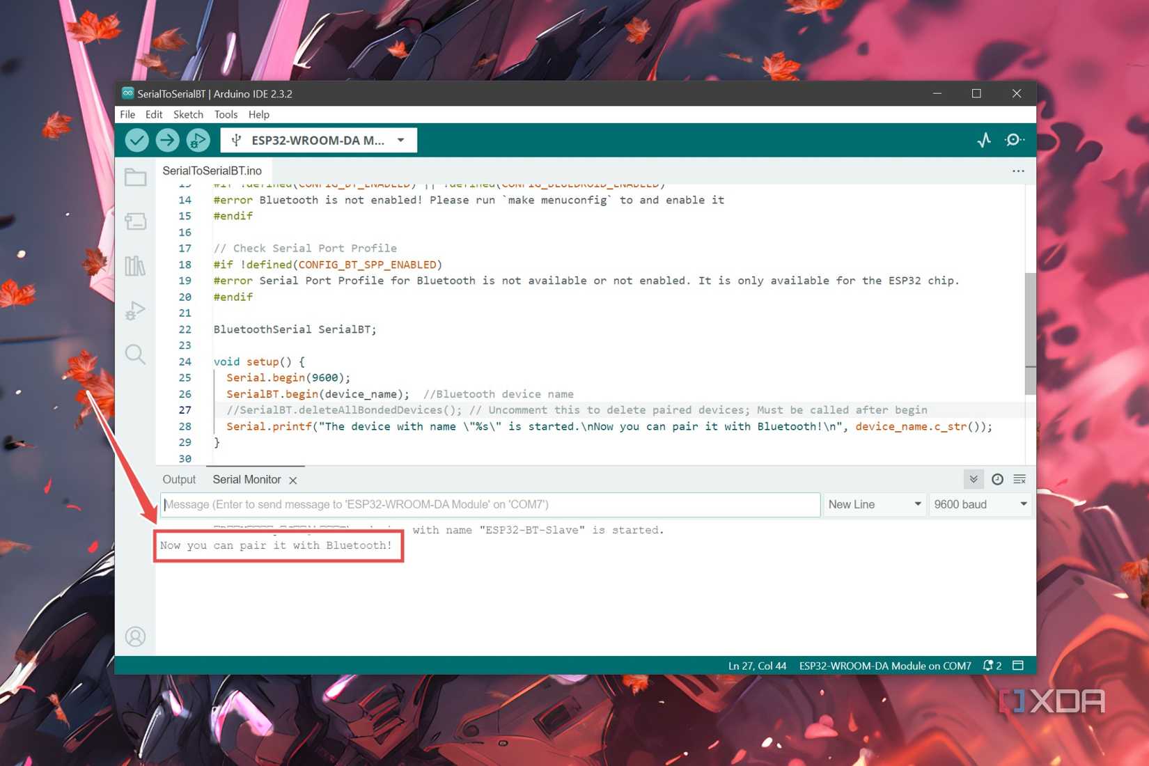 The Now you can pair it with Bluetooth message in the Arduino IDE
