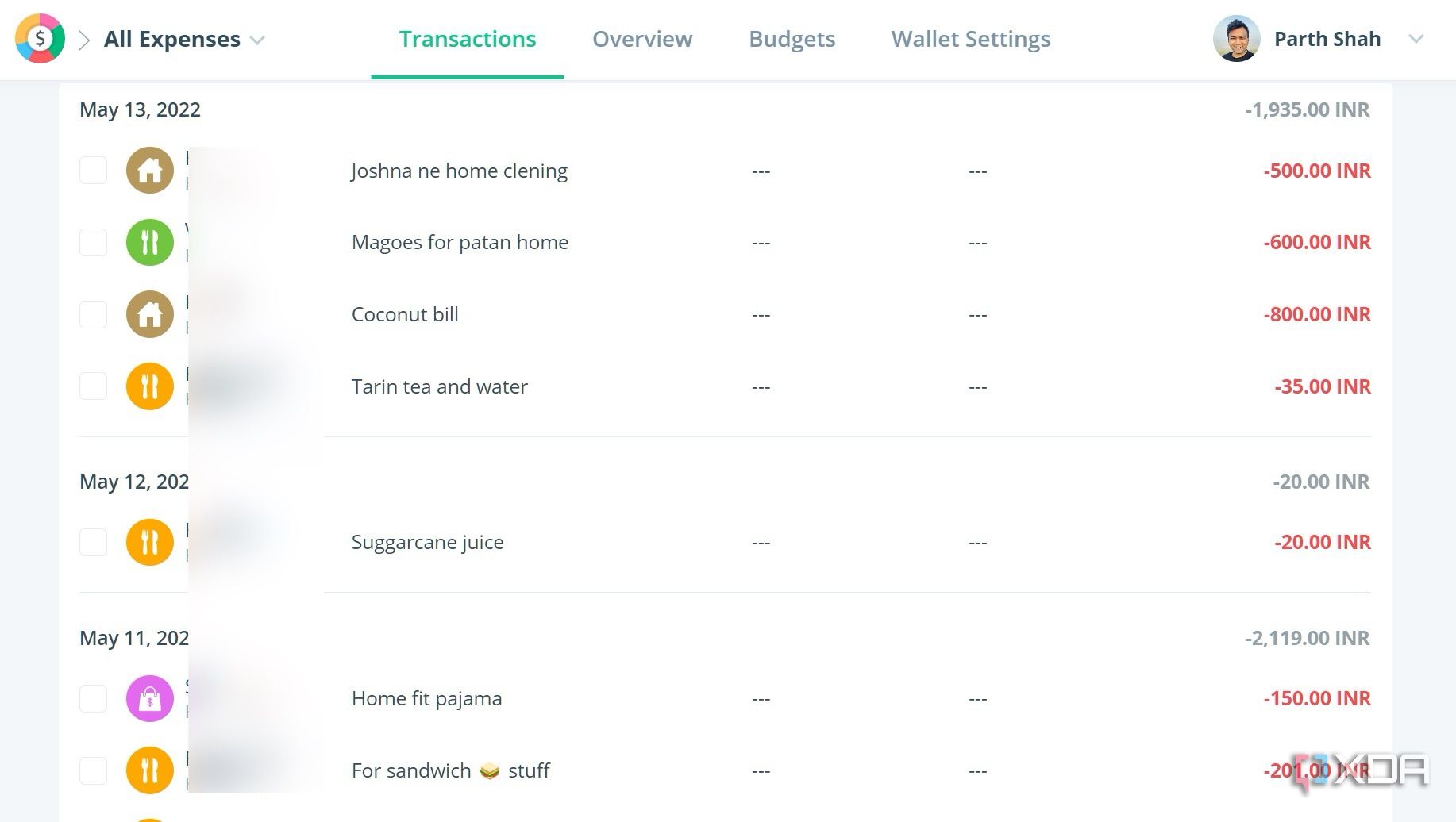 Spendee transactions