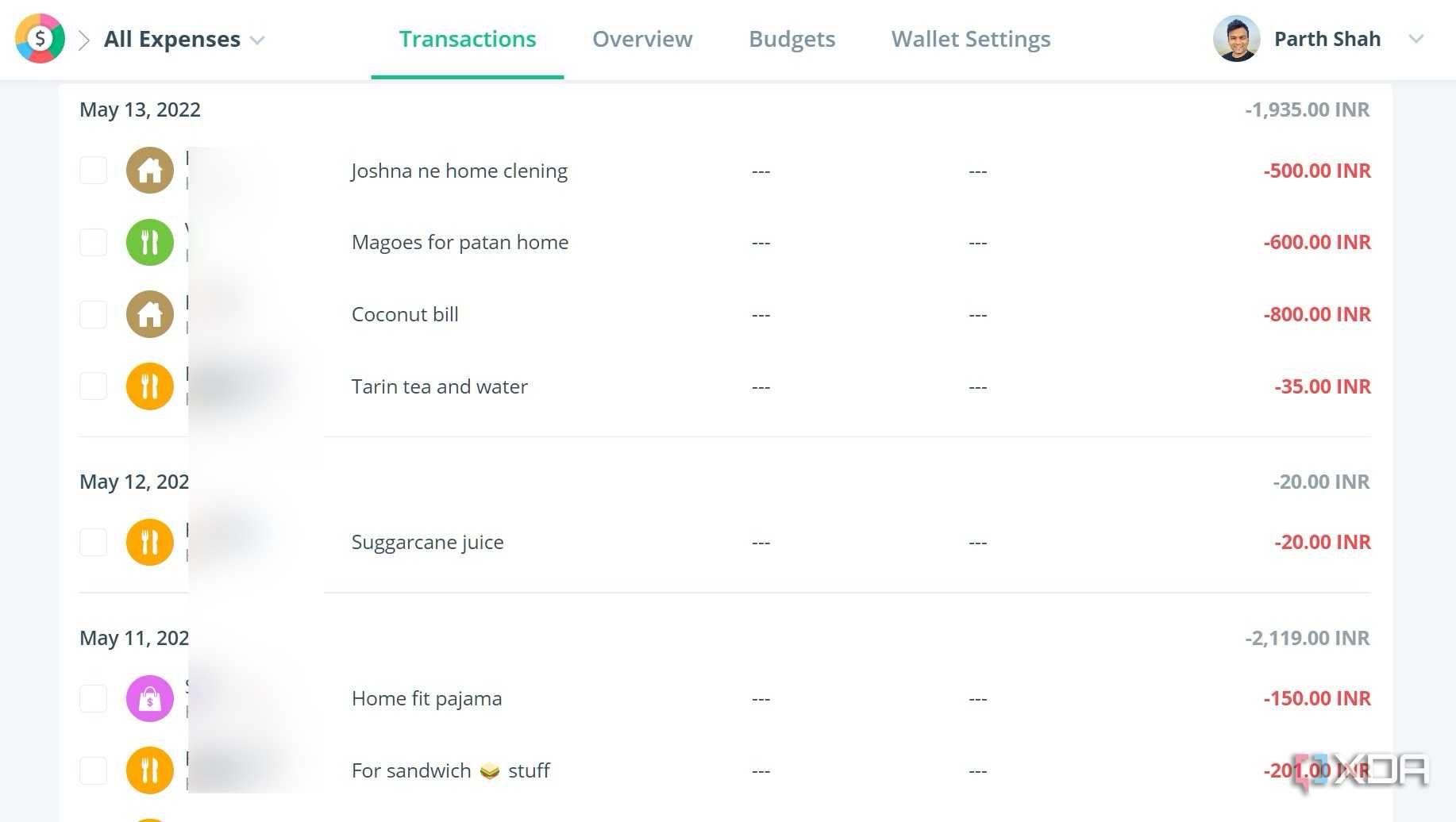 Spendee transactions