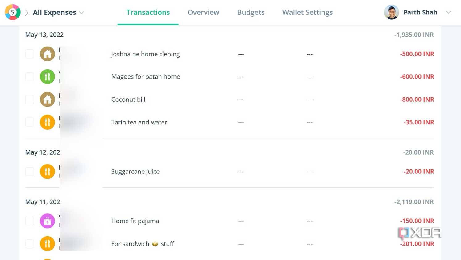 Spendee transactions