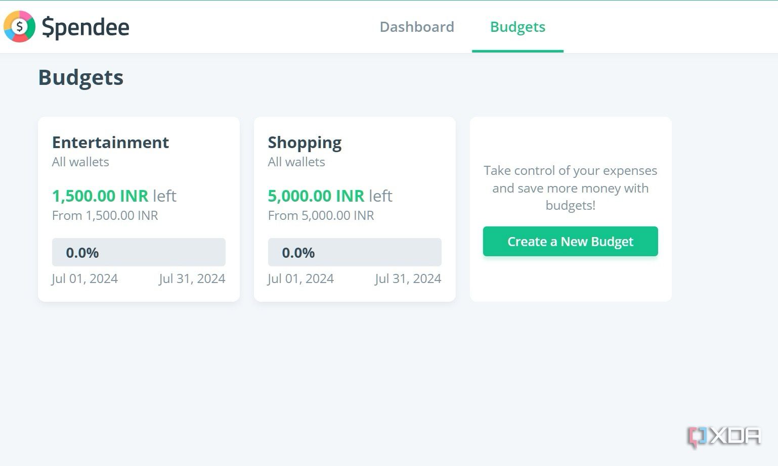 Spendee budgets