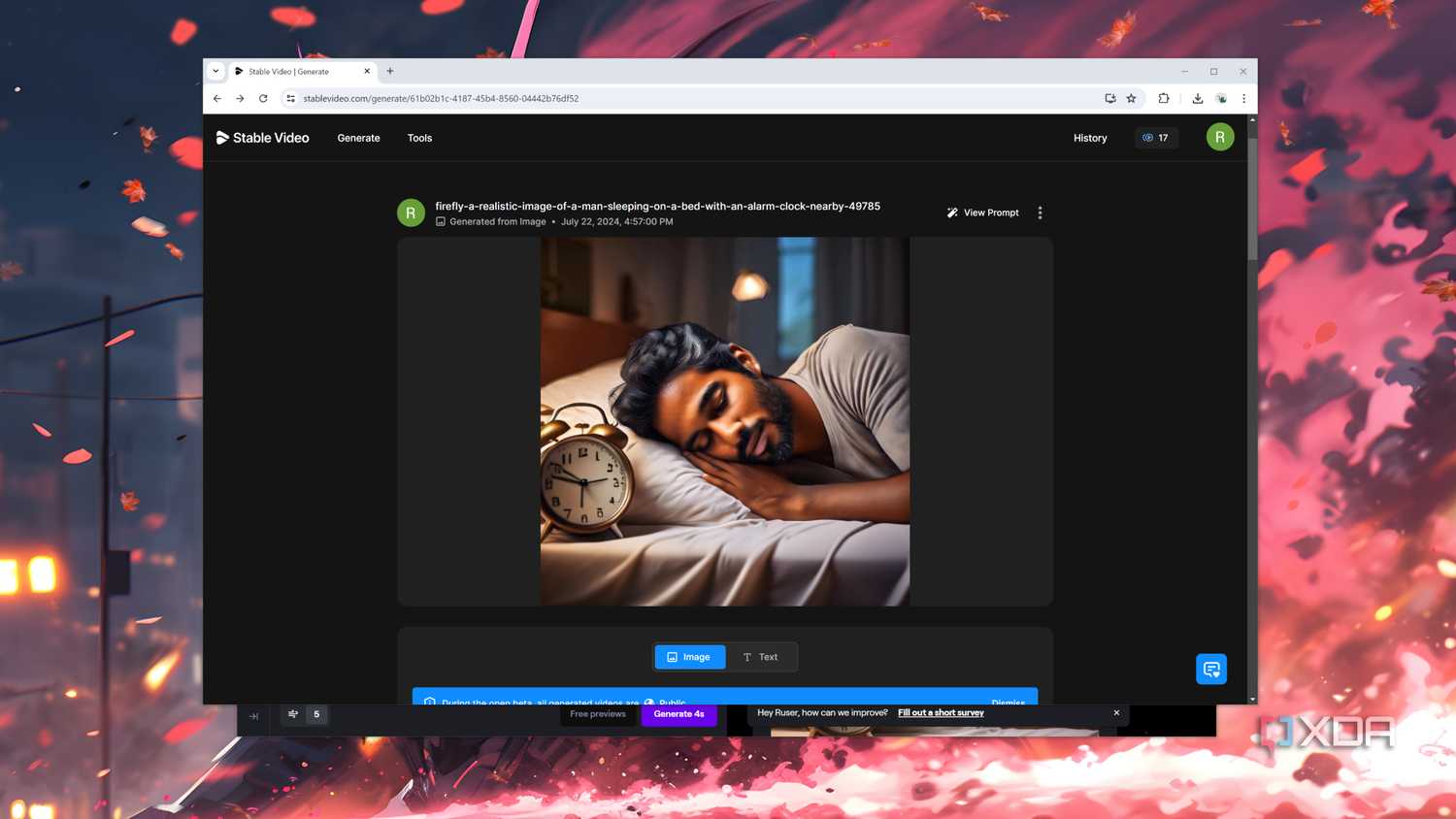 Feeding an image generated by Adobe Firefly to Stable Video