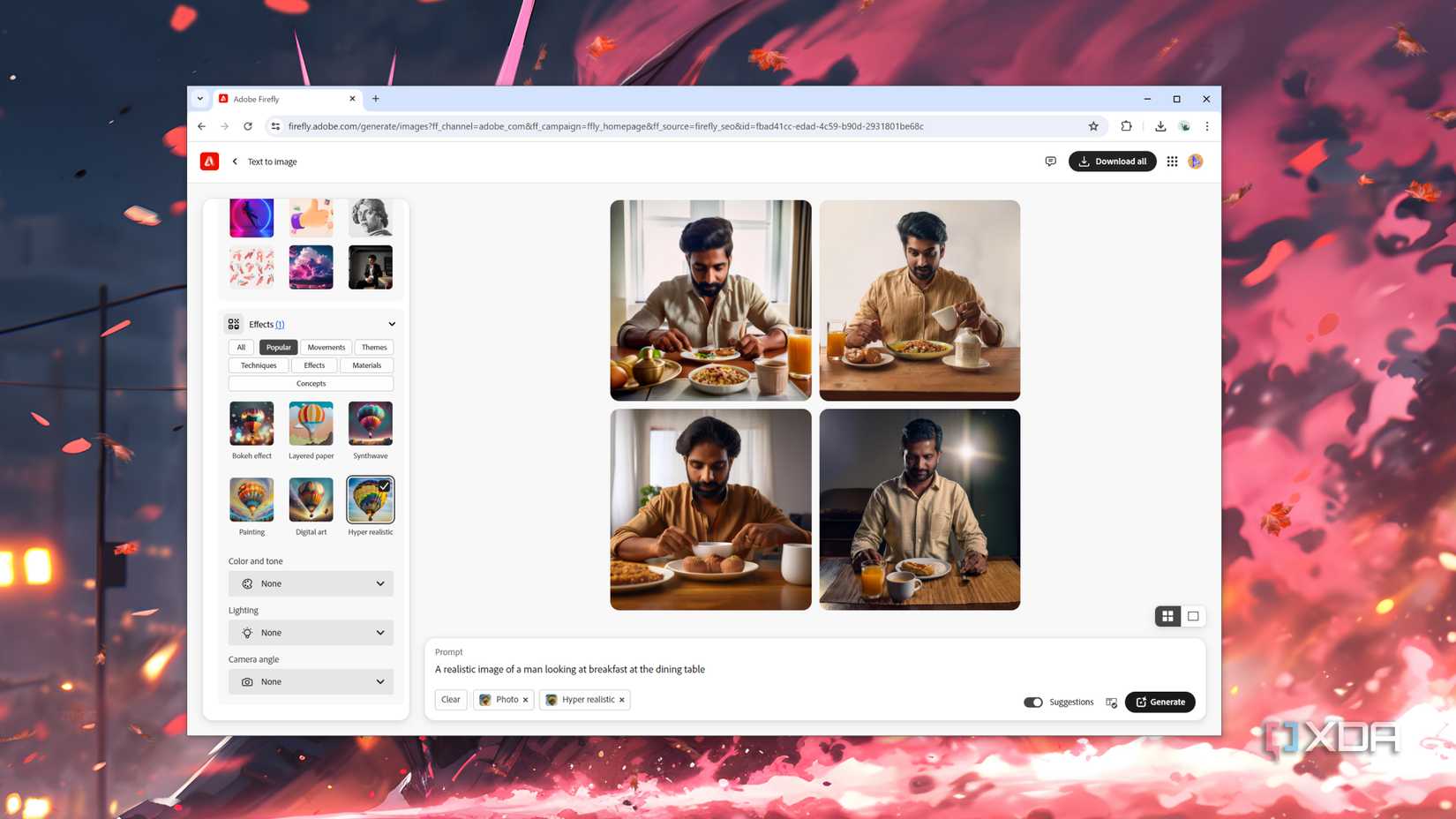 An image of a man eating breakfast generated by Adobe Firefly