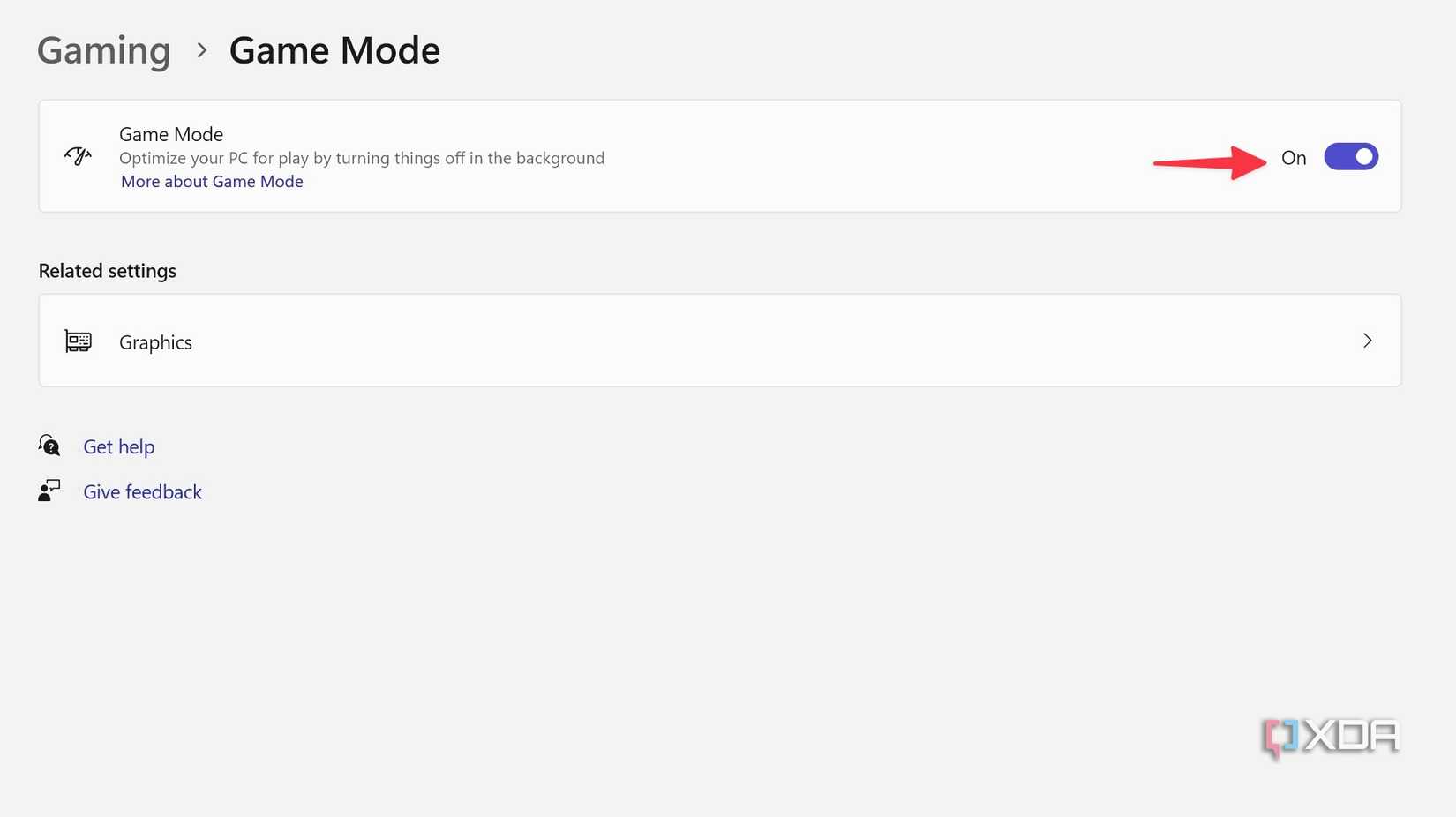enable game mode on Windows
