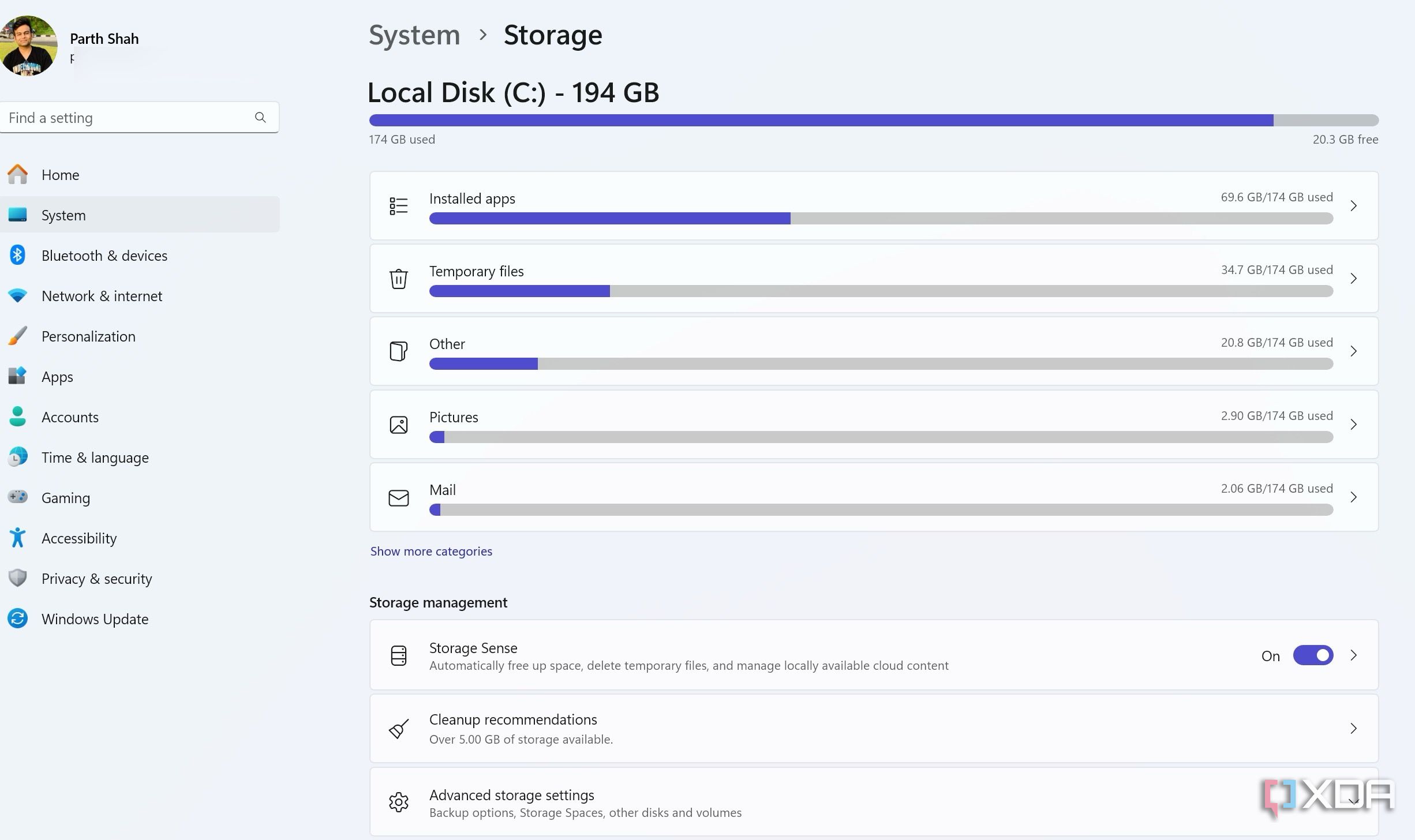 Use storage sense on Windows