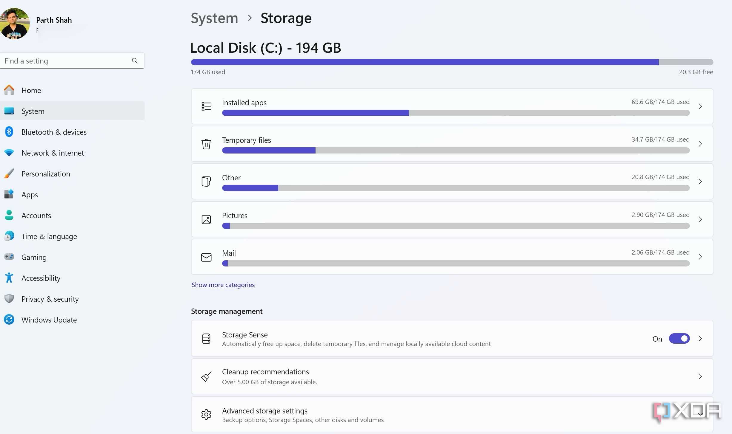 Use storage sense on Windows