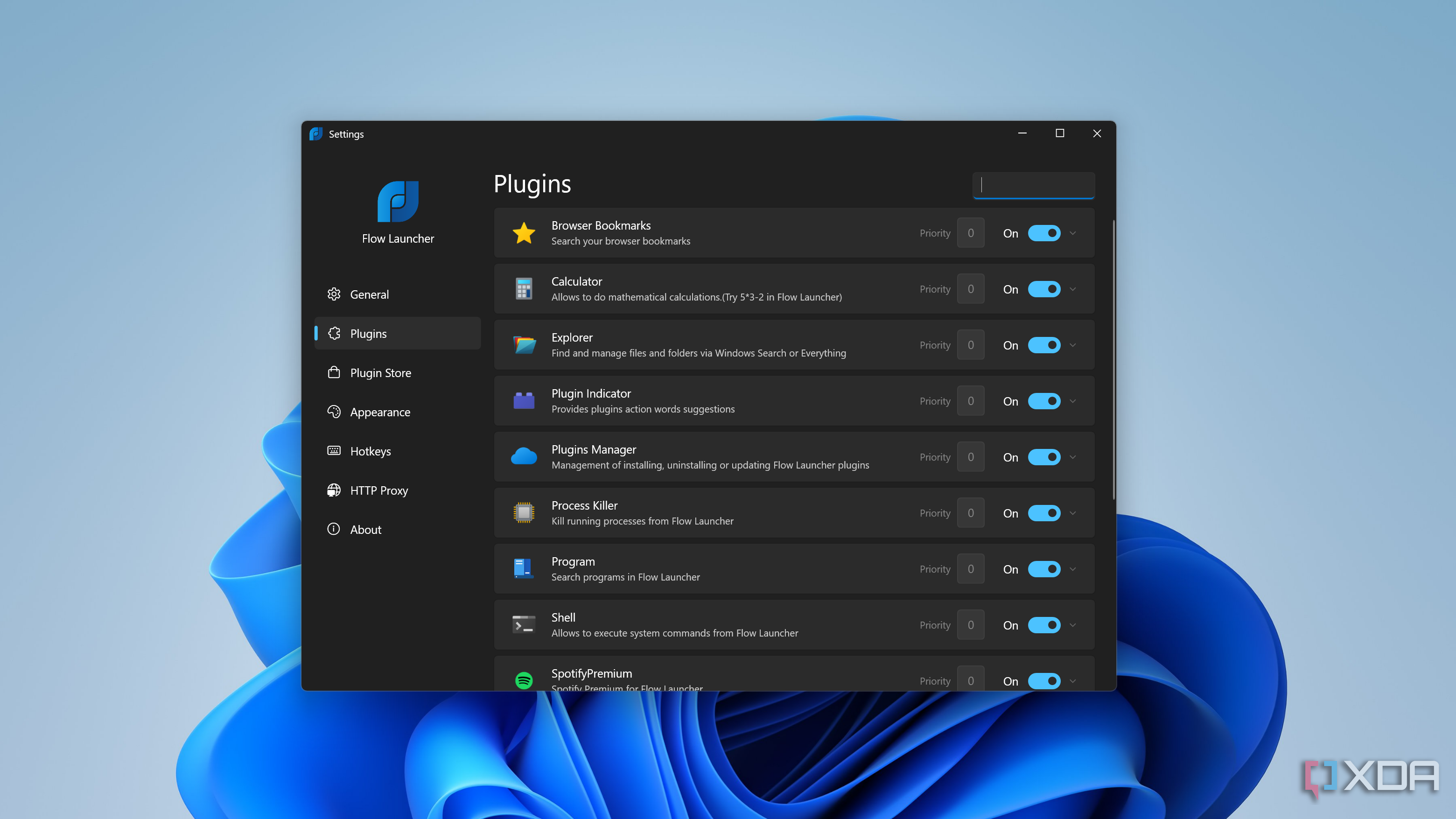 Screenshot of installed plugins in Flow Launcher
